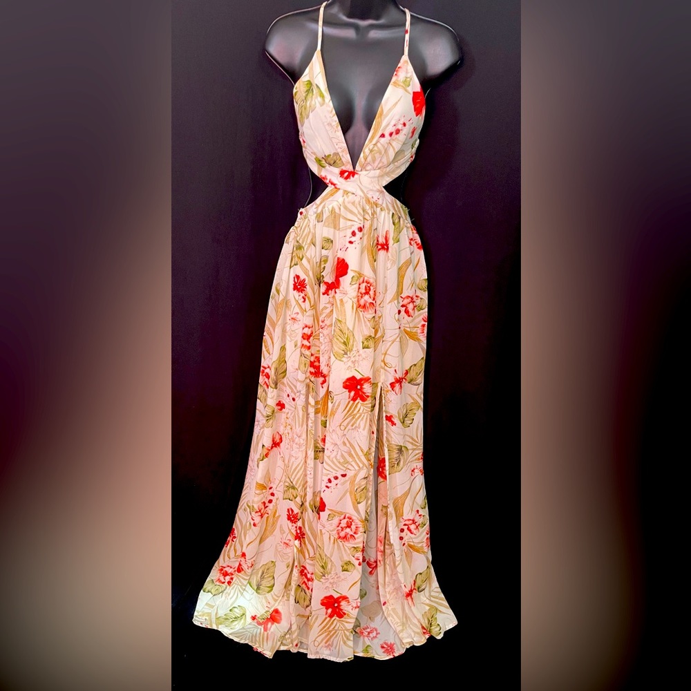 Ivory floral fashion nova maxi dress